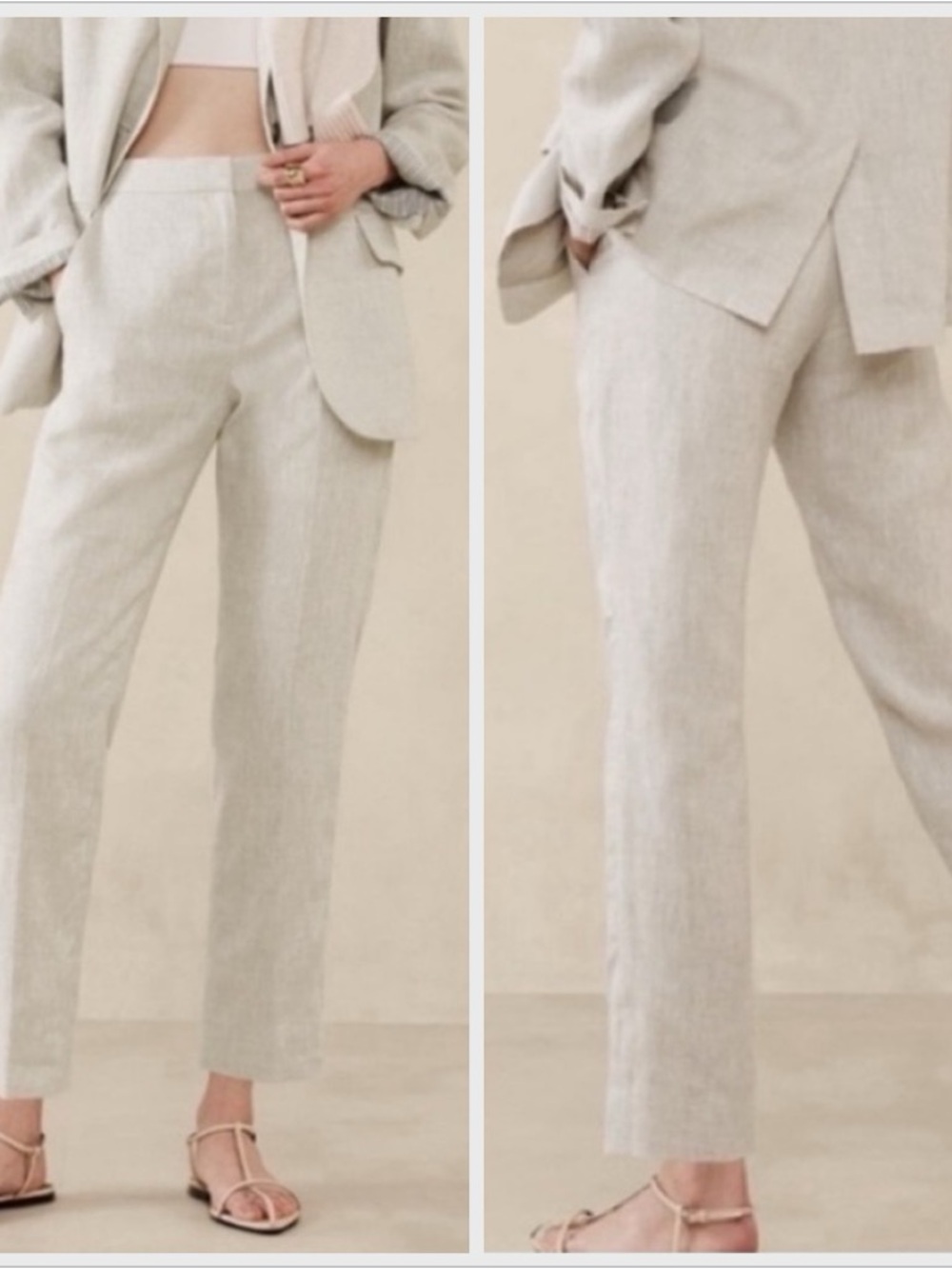 Banana Republic Lina Slim Ankle Linen Pants Neutral Linen New with tags